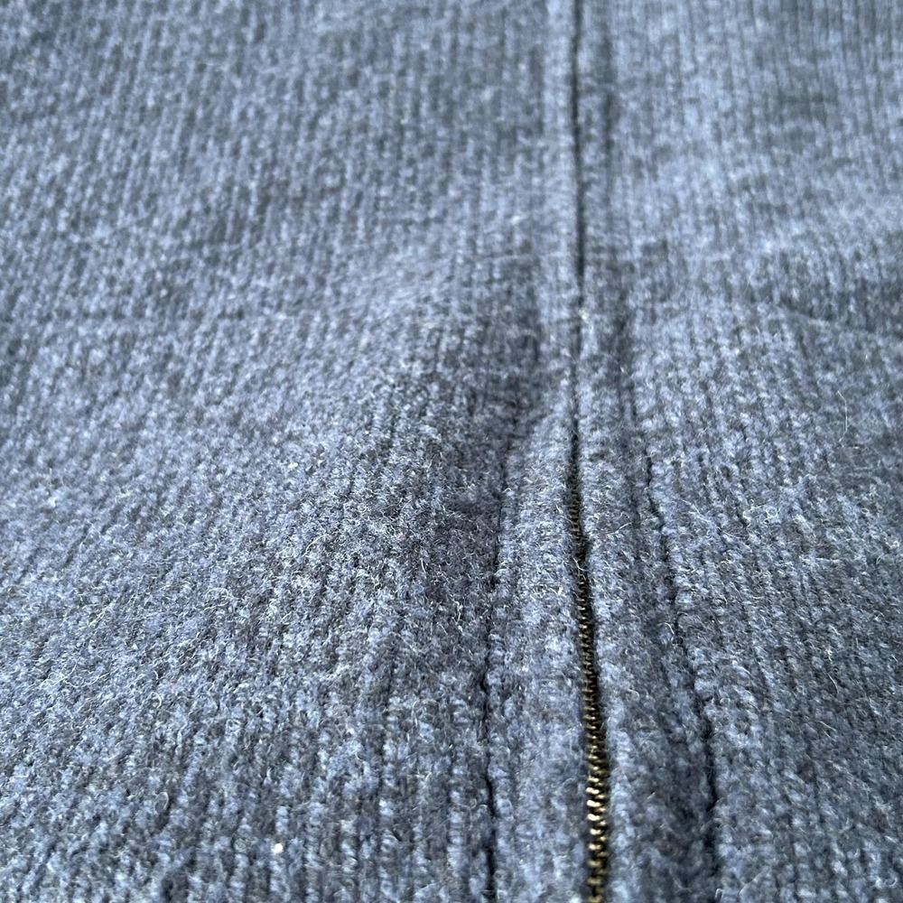 LL Bean Sweater Jacket Mens Large Blue Lambswool Full Zip Plaid Lined Cardigan - Picture 5 of 13